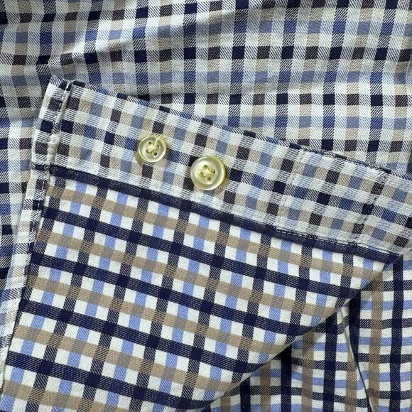 Peter Millar Shirt Mens Medium Long Sleeve Button Front Adult Plaid Cotton Read* - Picture 10 of 13